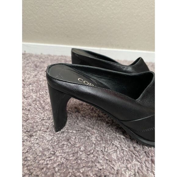 CORDANI Black Leather Slip Ons Mule Heels Size 6 - Picture 10 of 13